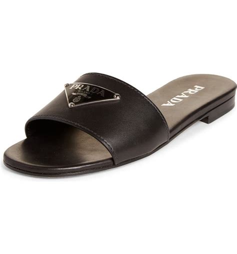 prada triangle logo slide sandal|Prada platform sandals.